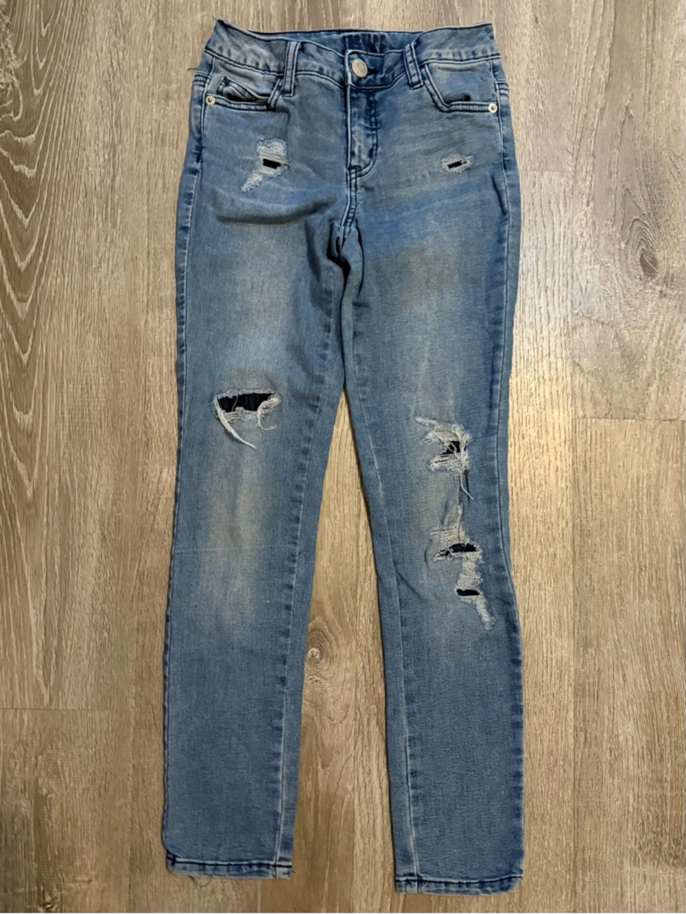 Justice Girls Light Blue Distressed Skinny Jeans